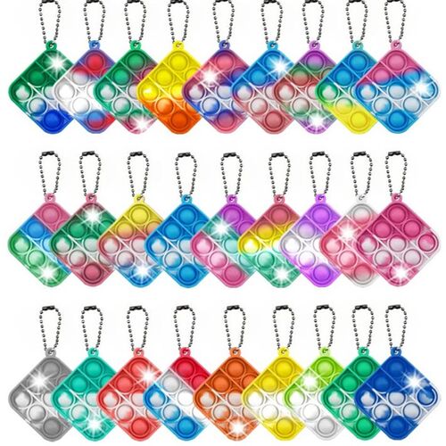 12/24/36/48/72/96 Pcs Mini Pop Push Fidget Toy Pack Keychain