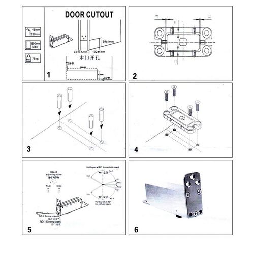 Surface Mount Floor Spring Hinge Closer Wooden Aluminum fram