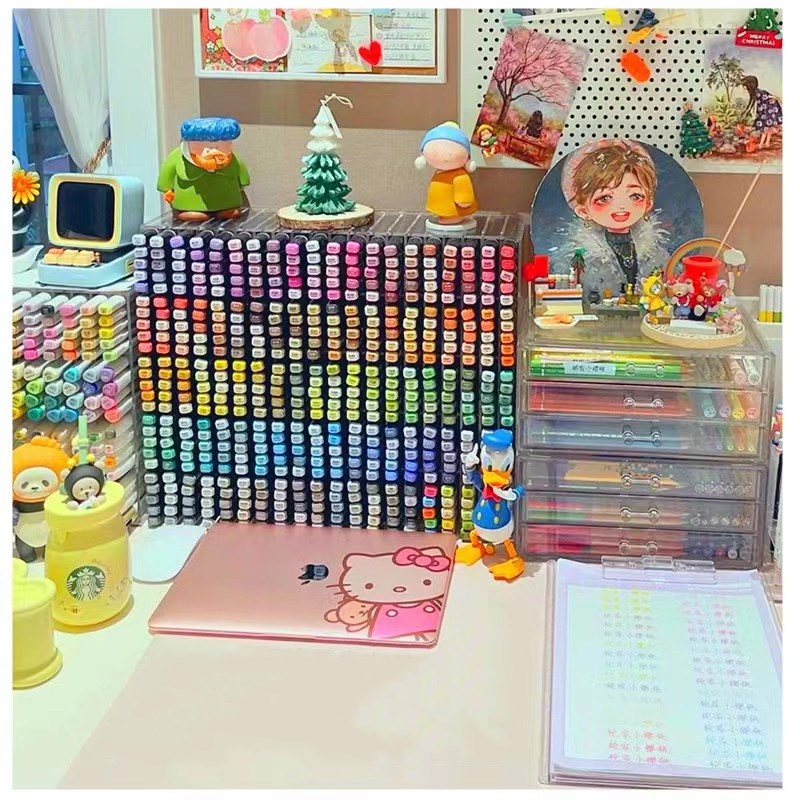 Acrylic Transparent Marker Holder Stationery Storage Box Pen图片