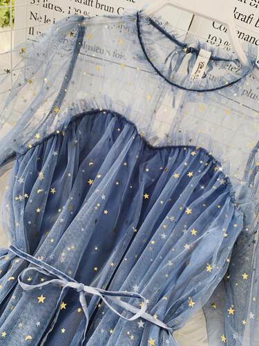 Women dress Stars Sequined Mesh Shiny Fairy Dress Women