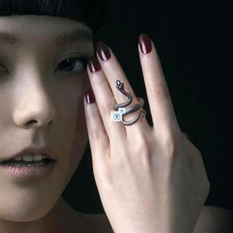 Retro Punk Gothic Stainless Steel Snake Animal Ring Opening
