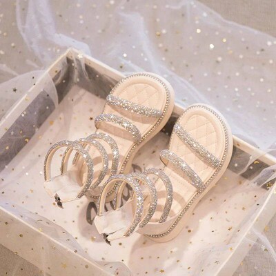 Summer Childrens Girls Gladiator Sandals Rhinestone Crysta