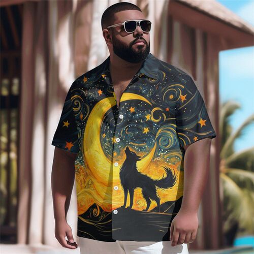 Mens Plus Size Shirt Short Sleeve Printed Trade Beach Holid