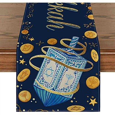 Passover Easter Table Runner Je Menorah Hanukkah Holiday Kit