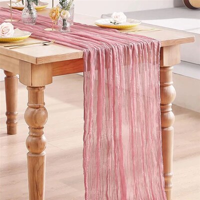 Semi-Sheer Gauze Table Runner Burlap Cheesecloth Table Setti