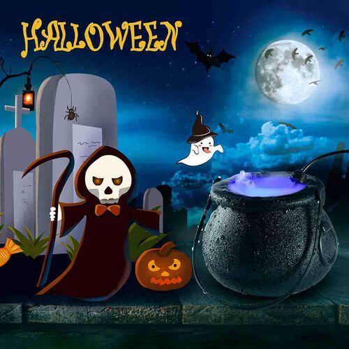 Halloween Witch Pot Mist Maker Fogger,Witch Cauldron Fog Mak