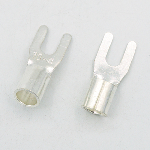 冷压接线端子Y形叉型裸端头线鼻子铜线耳100只 UT10