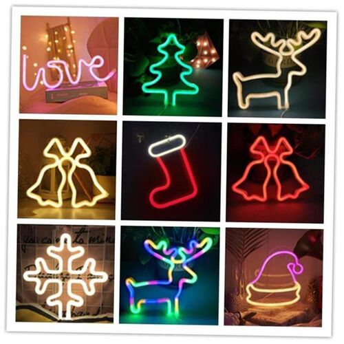 Christmas Decoration LED Neon Sign Light Love Deer Elk Bell
