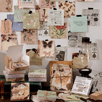 100Pcs Mottled Book Pages Material Paper Junk Journal Planne