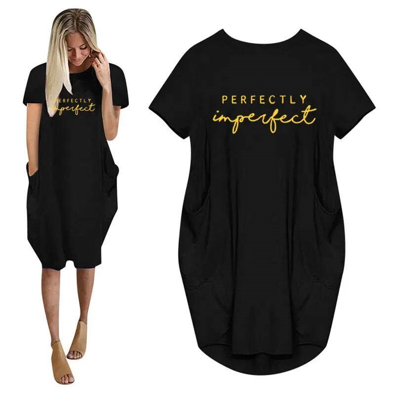 Womens Loose  Short Sleeved Summer Plus Size Dress Pocket图片