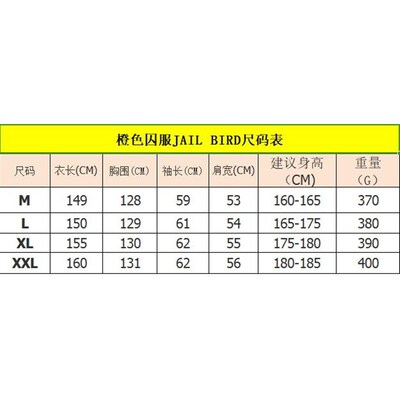 Mens Halloween Orange Jumpsuit Convict prisoner Costume Cos