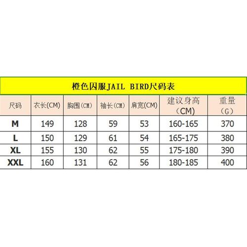 Mens Halloween Orange Jumpsuit Convict prisoner Costume Cos