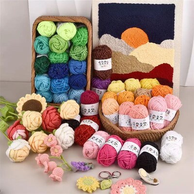 12Colors/Set Soft Yarn Fine Quality Hand-Knitting Thread Sof