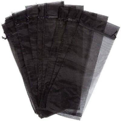 30Pcs Black Organza Wine Bottle Bags, Sheer Mesh Bottle
