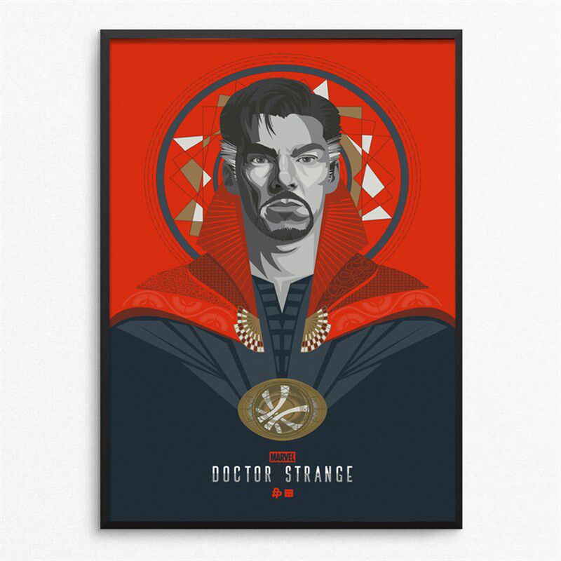 装饰有框挂墙壁画电影海报奇异博士儿童房影院公寓