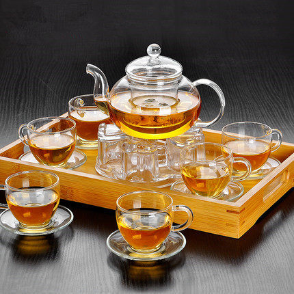 加厚明火加热玻璃内胆过滤煮泡茶壶套装养生茶杯茶盘茶壶茶具套组