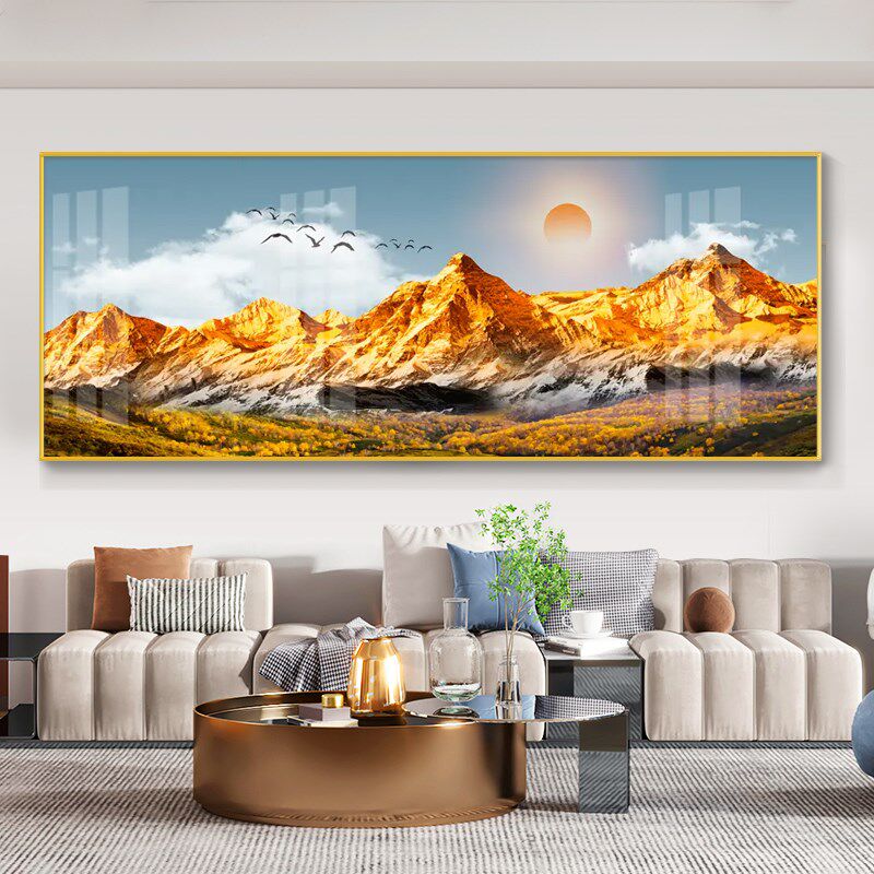 网红日出东方背靠金山装饰画客厅挂画办公室风景一整幅沙发背景墙