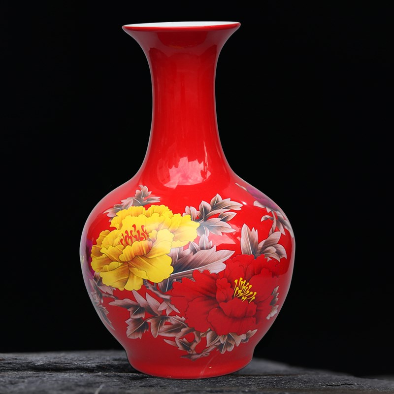 景德镇陶瓷器客厅花瓶摆件时尚工艺装饰品玄关桌面博古架冬瓜瓷瓶