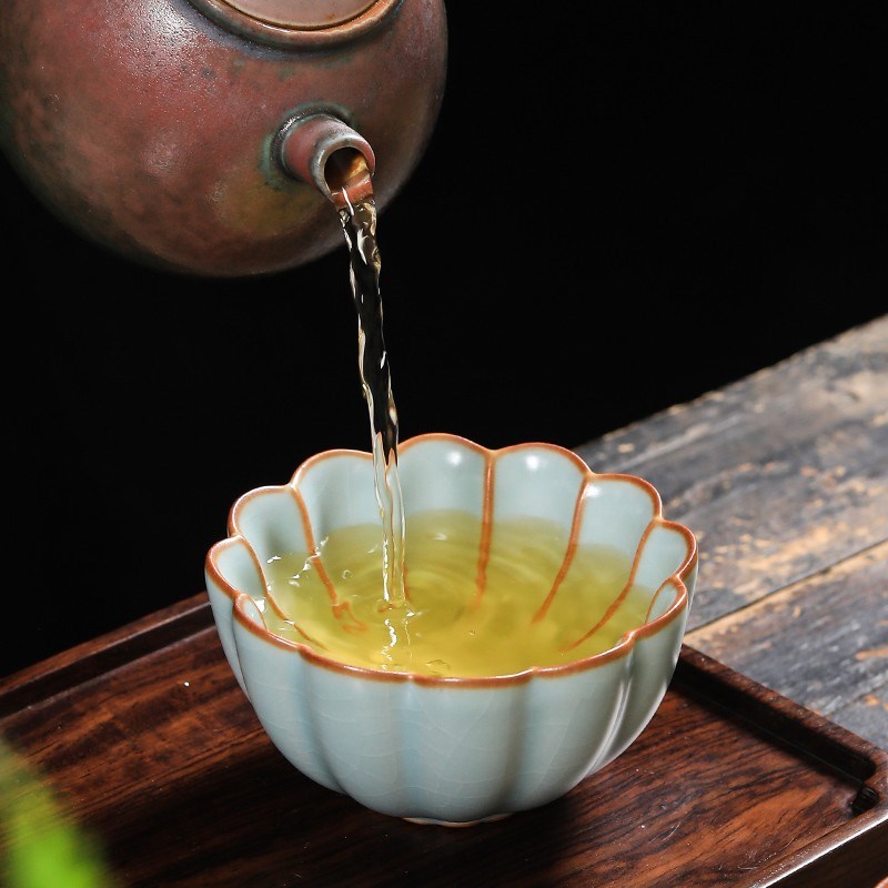 景德镇汝窑功夫茶具开片可养男士大号主人杯单品茗杯茶杯陶瓷茶盏