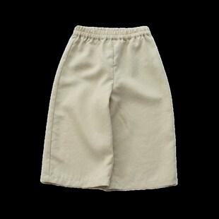 新中式国风童装女童阔腿裤秋款秋天裤子男童白色咖色新款休闲裤子