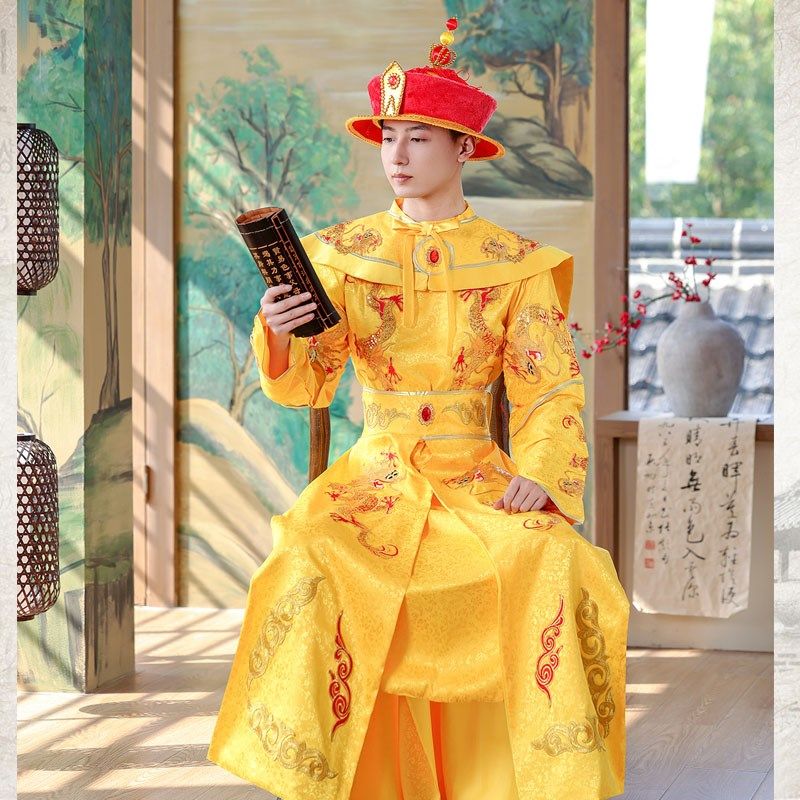 清朝古装皇帝皇上龙袍乾隆康熙雍正嘉庆衣服成人舞台演出服装戏服