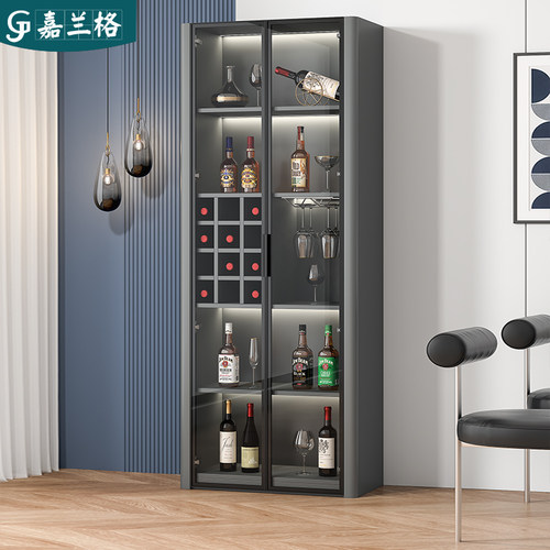简约玻璃门酒柜展示柜客厅靠墙家用小酒柜储物柜餐厅柜子定制9S35