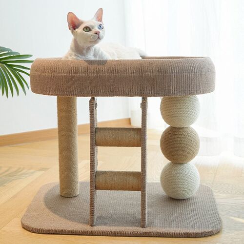 猫爬架小户型不占地带猫窝麻绳抓柱一体攀爬跳台磨爪球猫咪玩具
