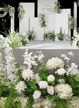 婚庆地排花千代兰小清新仿真花高端婚礼堂求婚场地布置装饰路引花