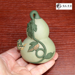 喷水青蛙小葫芦(福禄)宜兴紫砂茶宠茶玩摆件精品小雕塑茶具配件