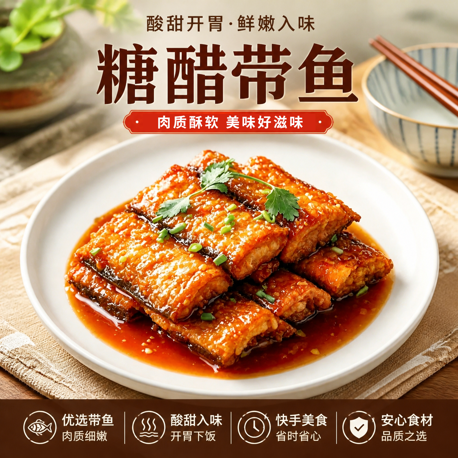 丰华糖醋酥香即食带鱼网红中段带鱼速食下饭菜小零食250克家庭装