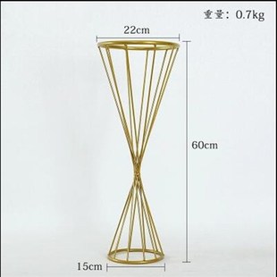 新款婚庆路引架子铁艺花器花蓝桌花金色花器路引家居饰品摆件