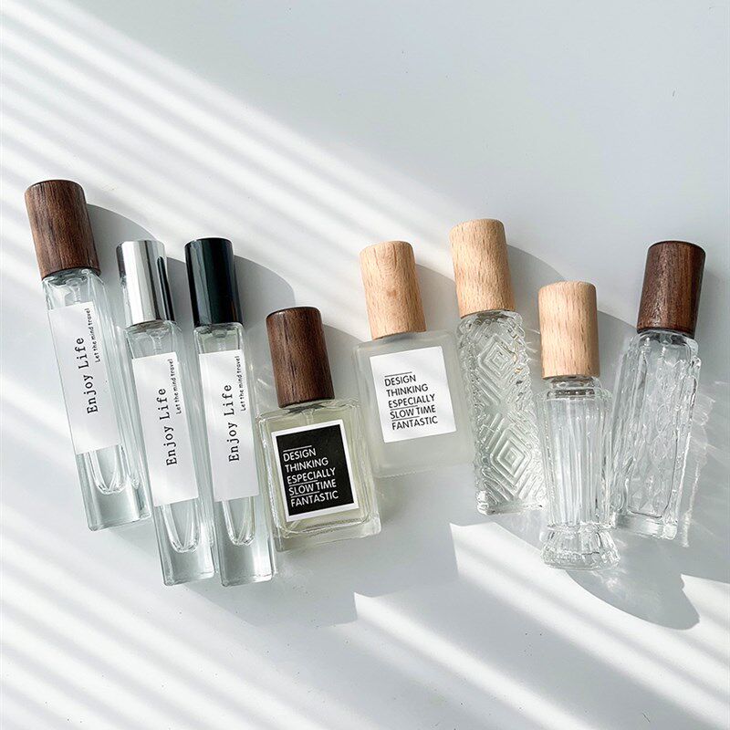 香水分装瓶高端便携式10毫升小样瓶按压瓶玻璃喷雾替换瓶木盖空瓶