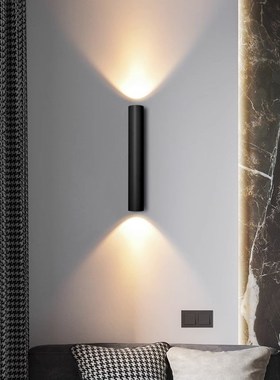 LED室外圆筒黑色白色双头酒店背景卧室过道楼梯双头工程壁灯