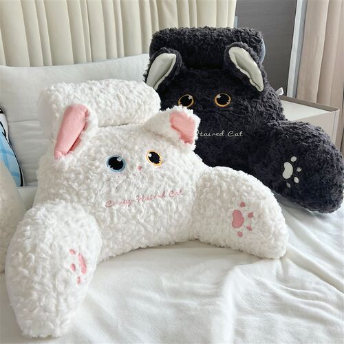 德文卷猫咪床头靠垫软包护腰靠枕大靠背沙发床上学生枕头床靠抱枕