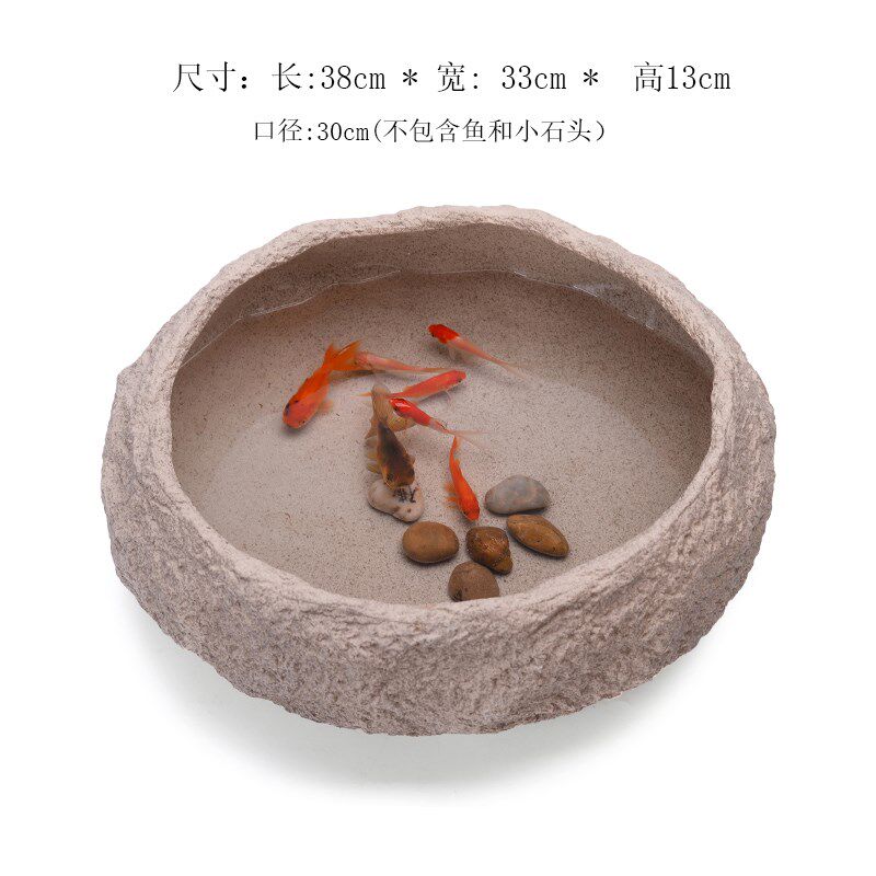 无孔水培花盆仿石头特大号睡莲碗莲一叶莲荷花养金鱼乌龟缸铜钱草