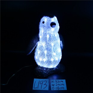 圣诞装饰用品亚克力发光圣诞雪人熊企鹅麋鹿造型摆件橱窗美陈道具