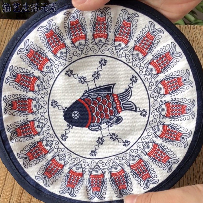 鲤鱼餐垫杯垫碗垫盘子垫隔热垫双层加厚全棉纯棉中式手工布艺布络,居家布艺,餐垫,淘宝优惠券,粉丝福利购,淘宝优惠卷