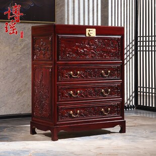 香樟木箱柜实木五斗柜子连箱柜储物柜中式复古结婚斗橱玄关抽屉柜