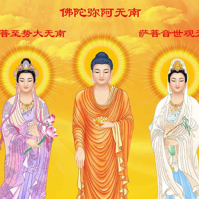 西方三圣东方三圣娑婆三圣佛像画像挂画客厅阿弥陀佛药师佛装饰画