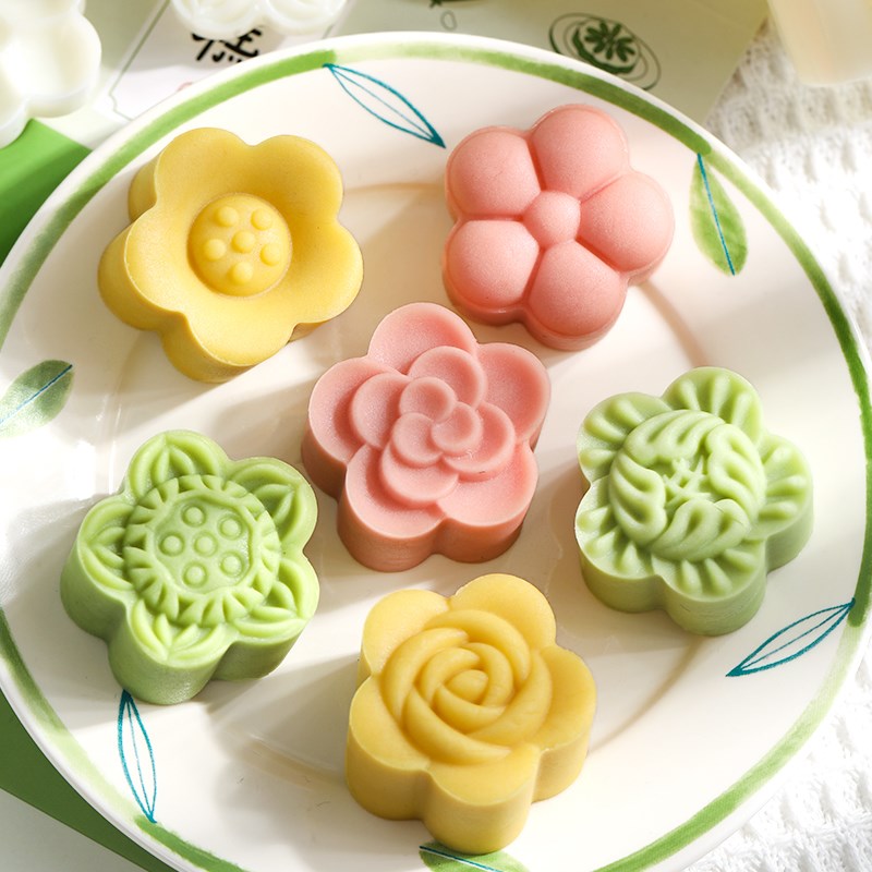 25克立体五瓣花30g绿豆糕模具压花按压50g冰皮月饼糕点食品磨具新