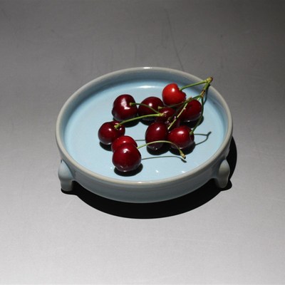 原产地寻天青汝窑清凉寺 仿古三足洗河南汝州汝窑瓷器茶盘壶承