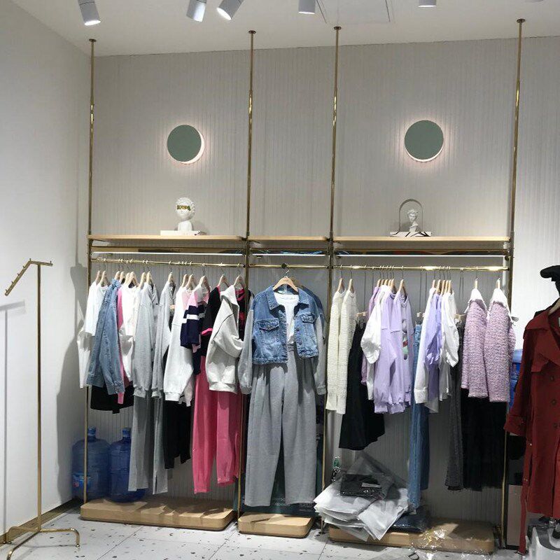 服装店展示架女装挂衣架不锈钢落地式陈列架通顶店铺中间货架网红