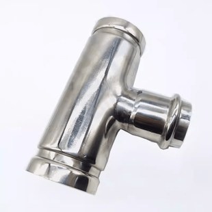 304薄壁不锈钢沟槽异径三通卡箍沟槽转卡压异径三通水管连接件89