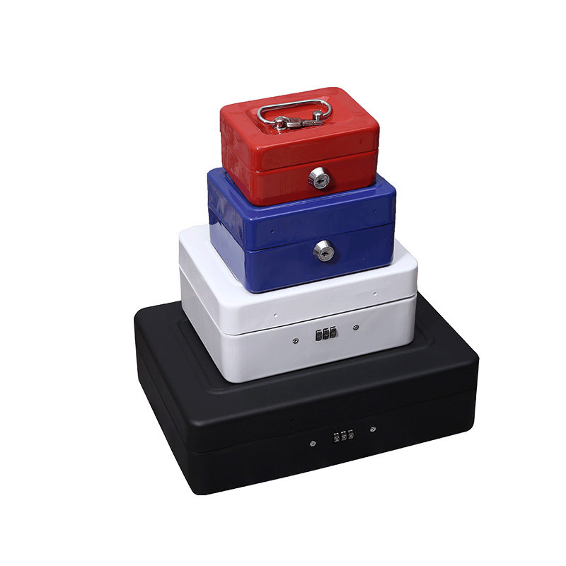 胜狮小保险箱钥匙密码储物箱保险柜家用存钱罐带锁铁盒收纳盒桌面