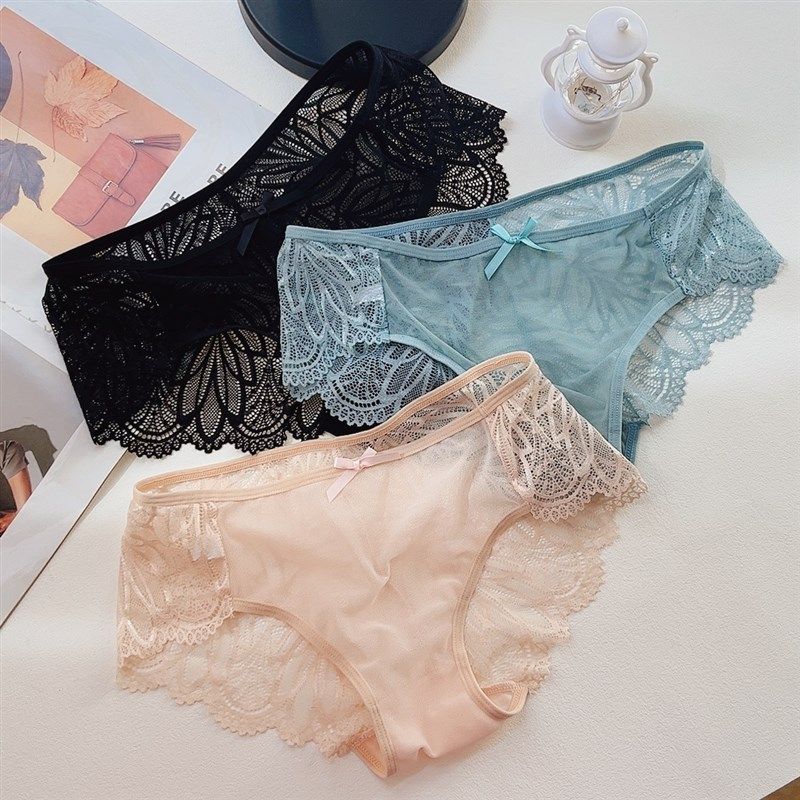 3条装 大码200斤性感胖MM蕾丝透明棉档无痕提臀夏季薄款女三角裤,女士内衣/男士内衣/家居服,女三角裤,淘宝优惠券,粉丝福利购,淘宝优惠卷