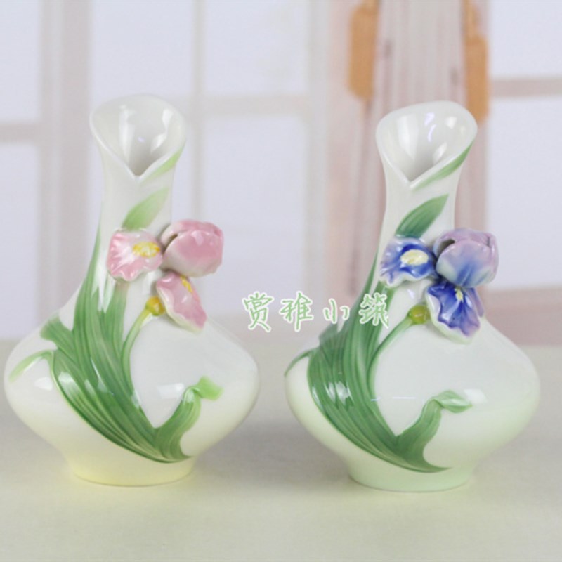 法兰瓷迷你小花瓶家饰小摆件欧式简约时尚陶瓷器工艺品结婚礼物