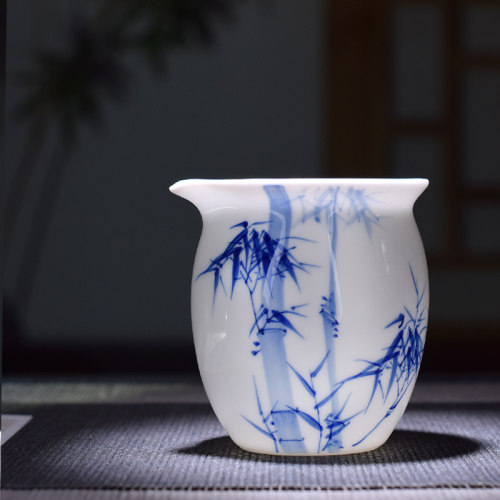 景德镇观禅手绘公道杯青花瓷陶瓷茶海分茶器配件竹子匀杯功夫茶具