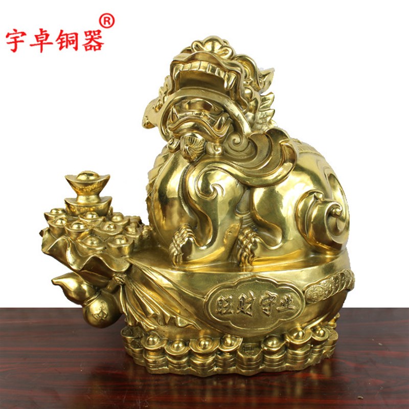 宇卓铜器铜貔貅一对铜工艺礼品摆饰办公室摆件 纯铜貔貅黄铜貔貅