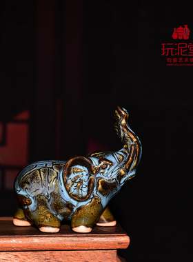 禹州神垕 窑变钧瓷摆件 鸿运千里 台面装饰 马 艺术品