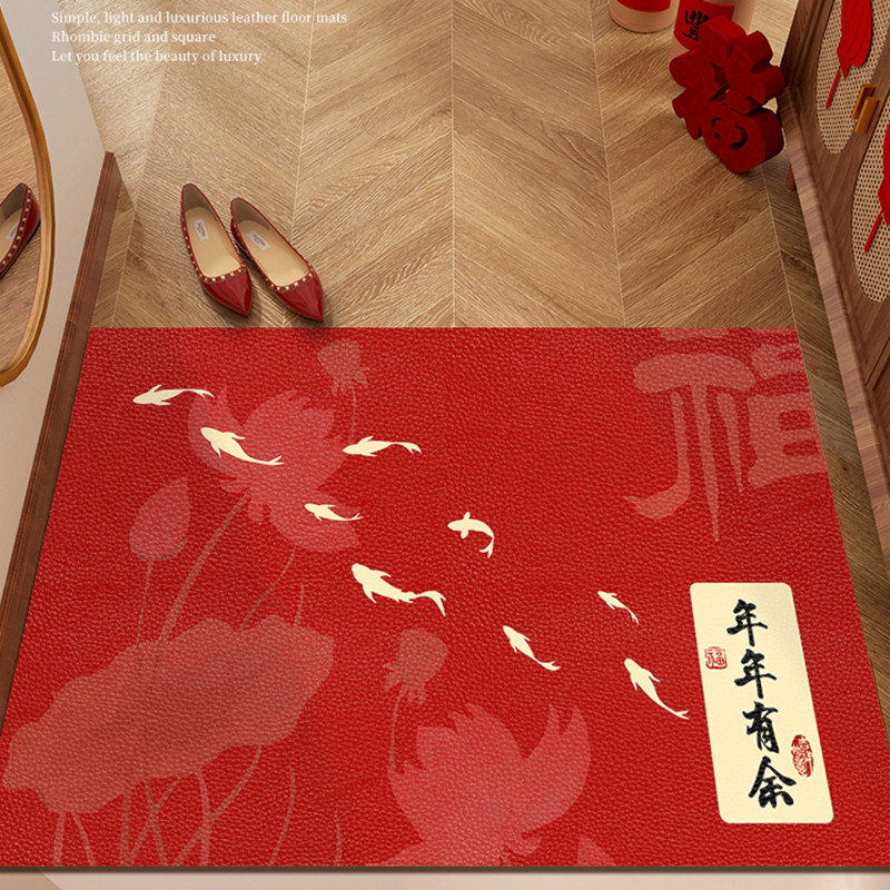 pvc入户门地垫简约高级感进门门口地毯玄关可擦免洗红色脚垫喜庆,居家布艺,入户地垫,淘宝优惠券,粉丝福利购,淘宝优惠卷